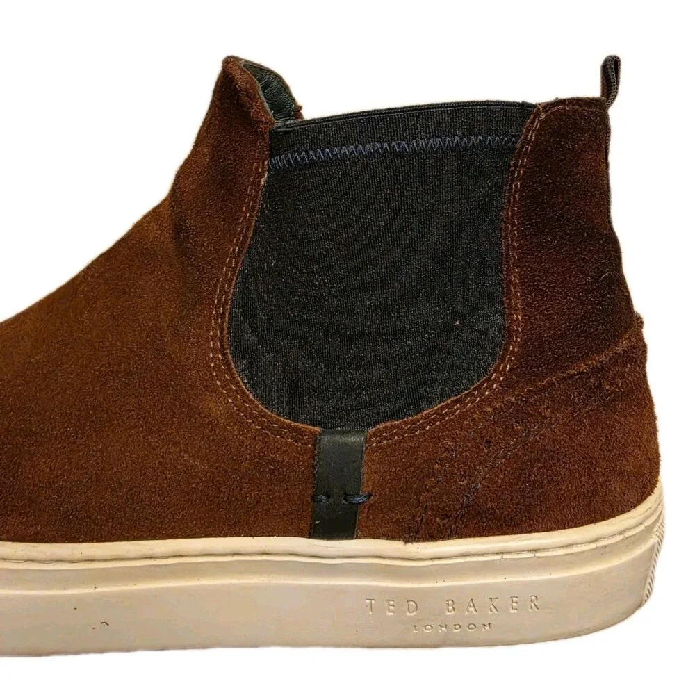 Ted Baker Mens 8.5 London Lykeen Brown Suede Casual Lifestyle Daily Chelsea Boot
